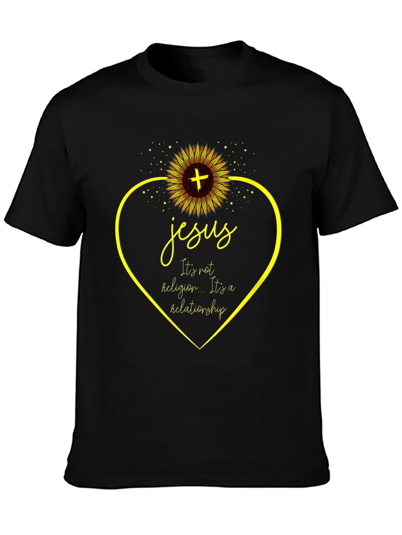 Jesus Sunflower Heart Graphic T-Shirt