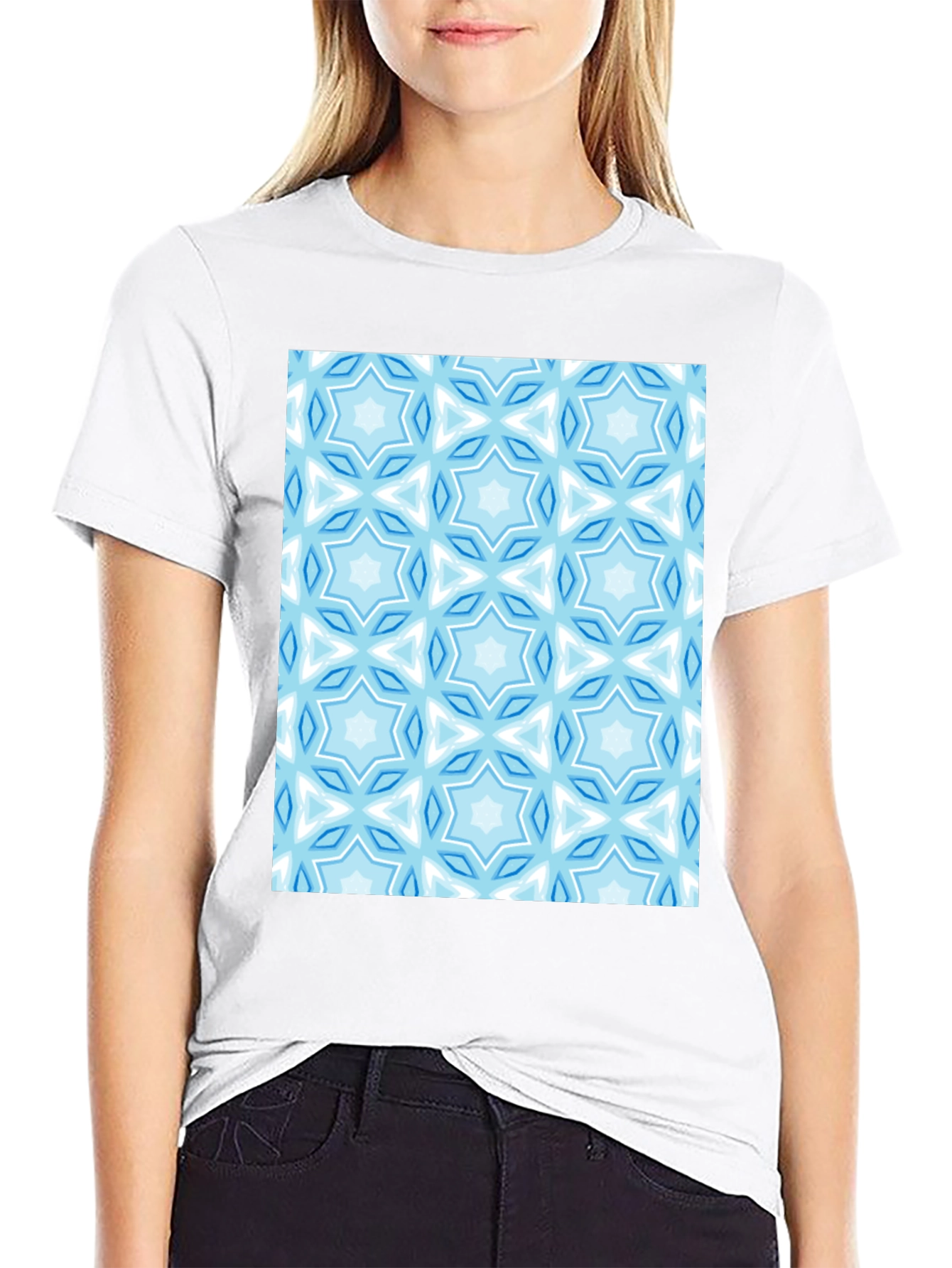 Patterned Crew Neck T-Shirt