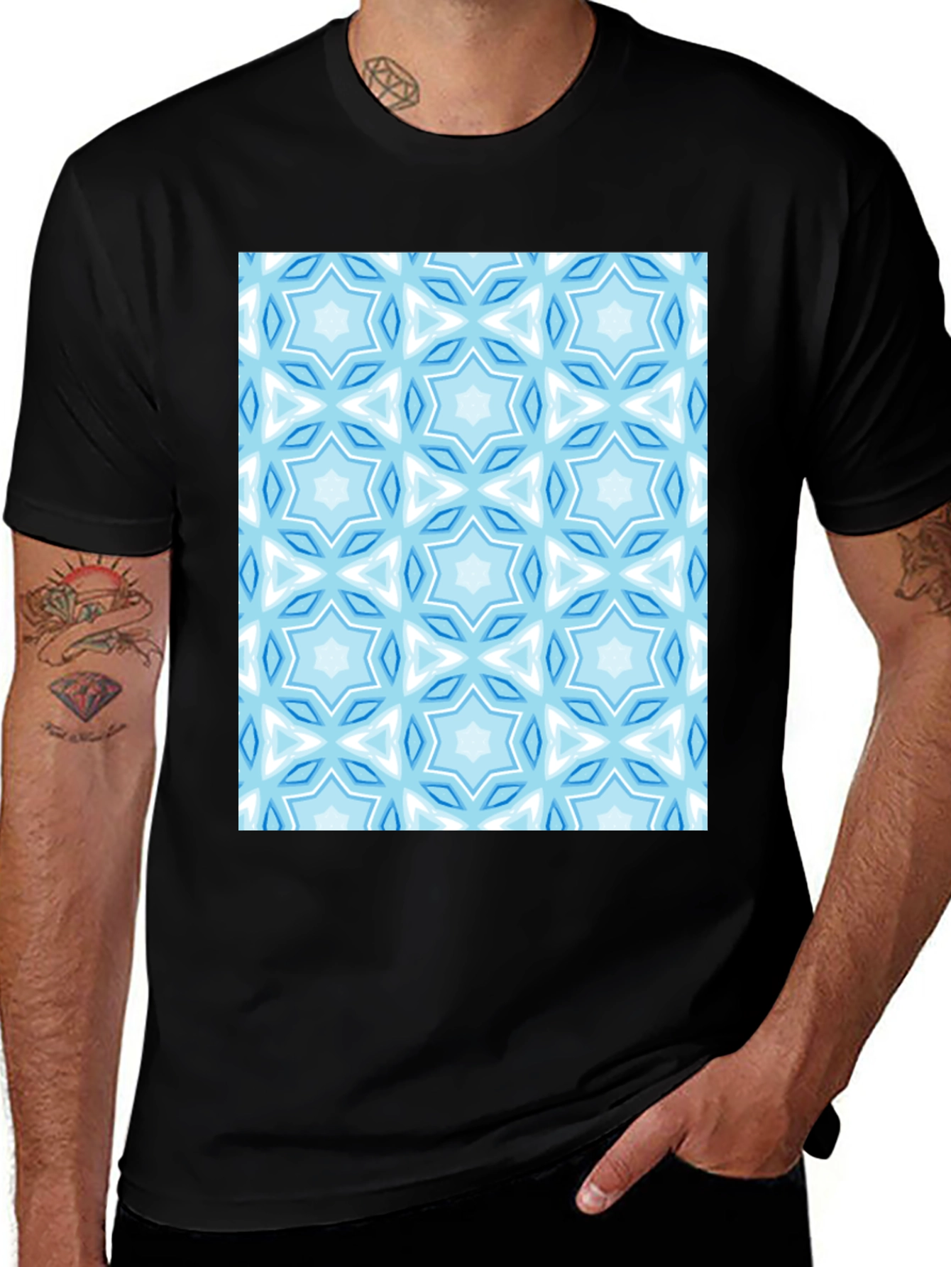 Patterned Crew Neck T-Shirt