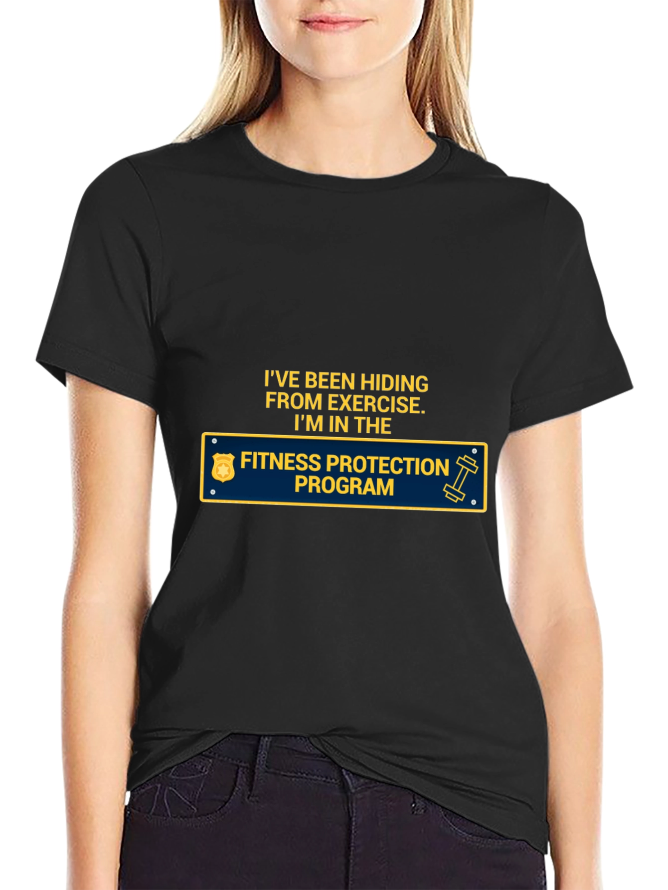 Fitness Protection Program T-Shirt Funny Exercise Hiding Tee