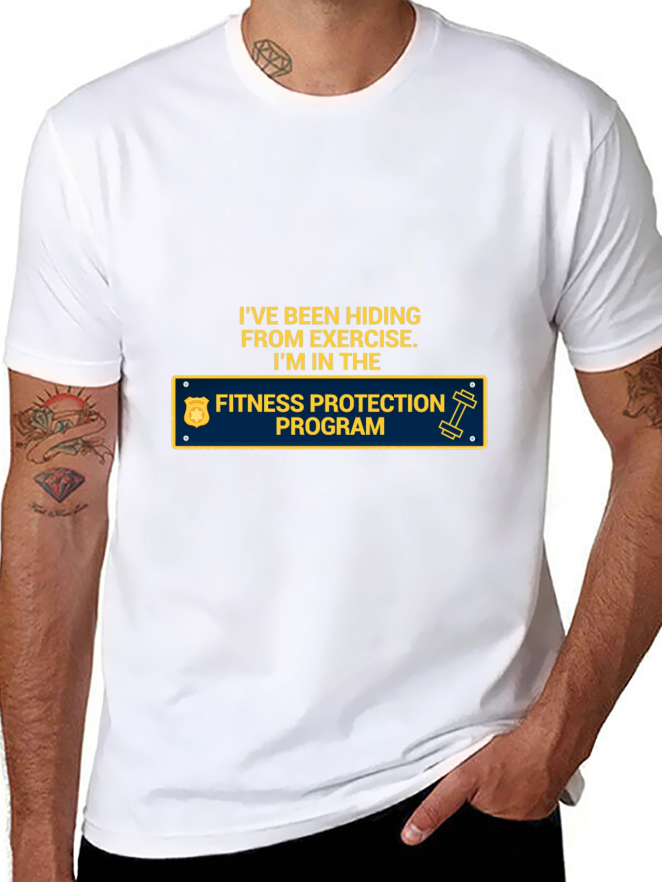 Fitness Protection Program T-Shirt Funny Exercise Hiding Tee