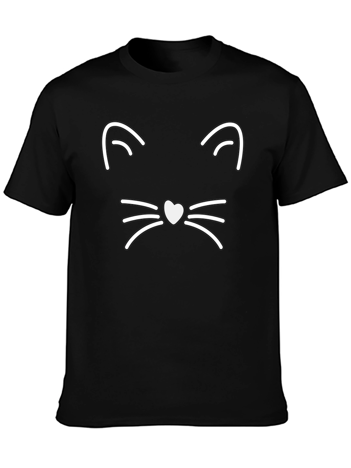 Cool Cat Face Graphic Tee - Black