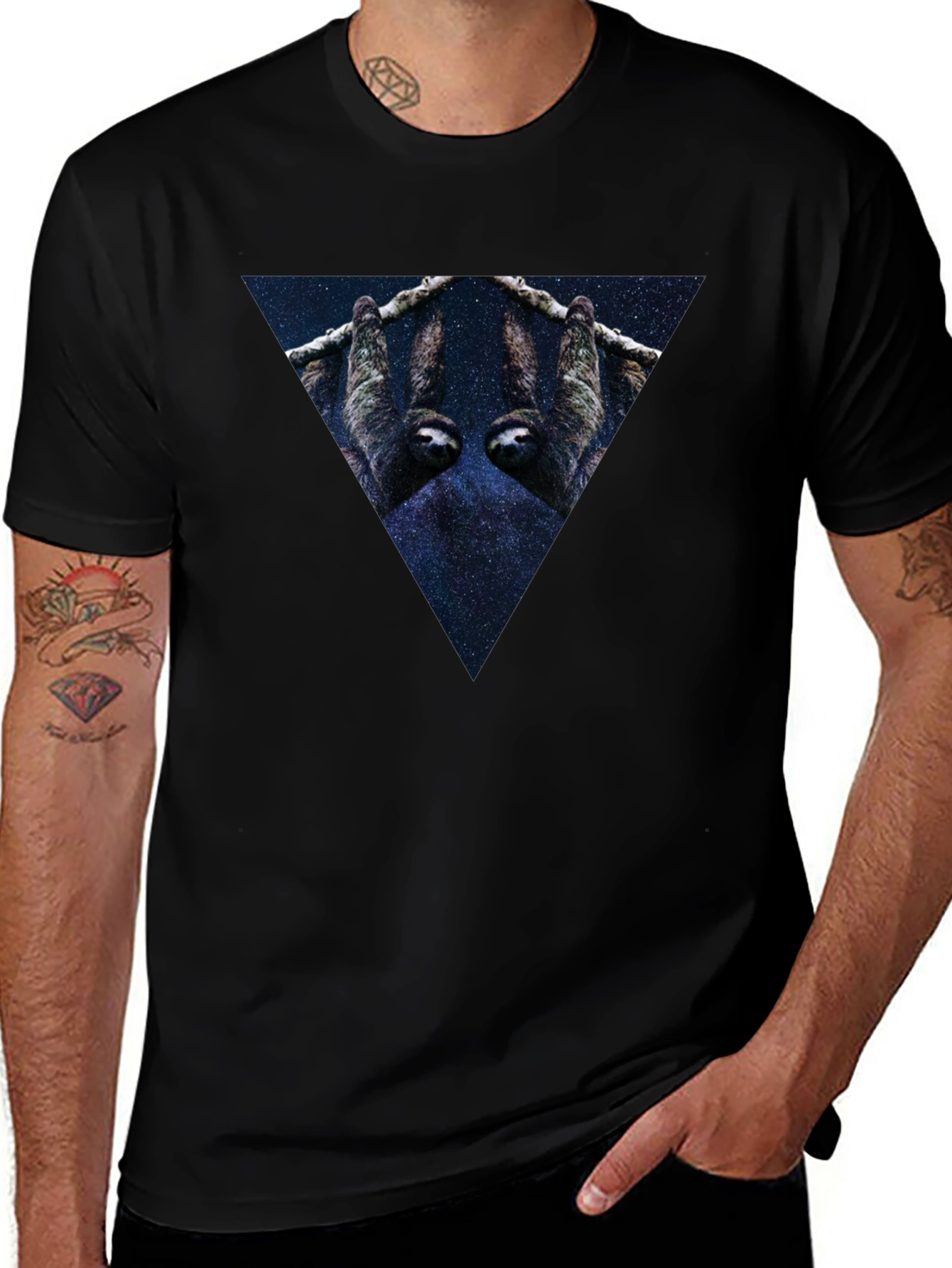 Cosmic Sloth Triangle Graphic Tee