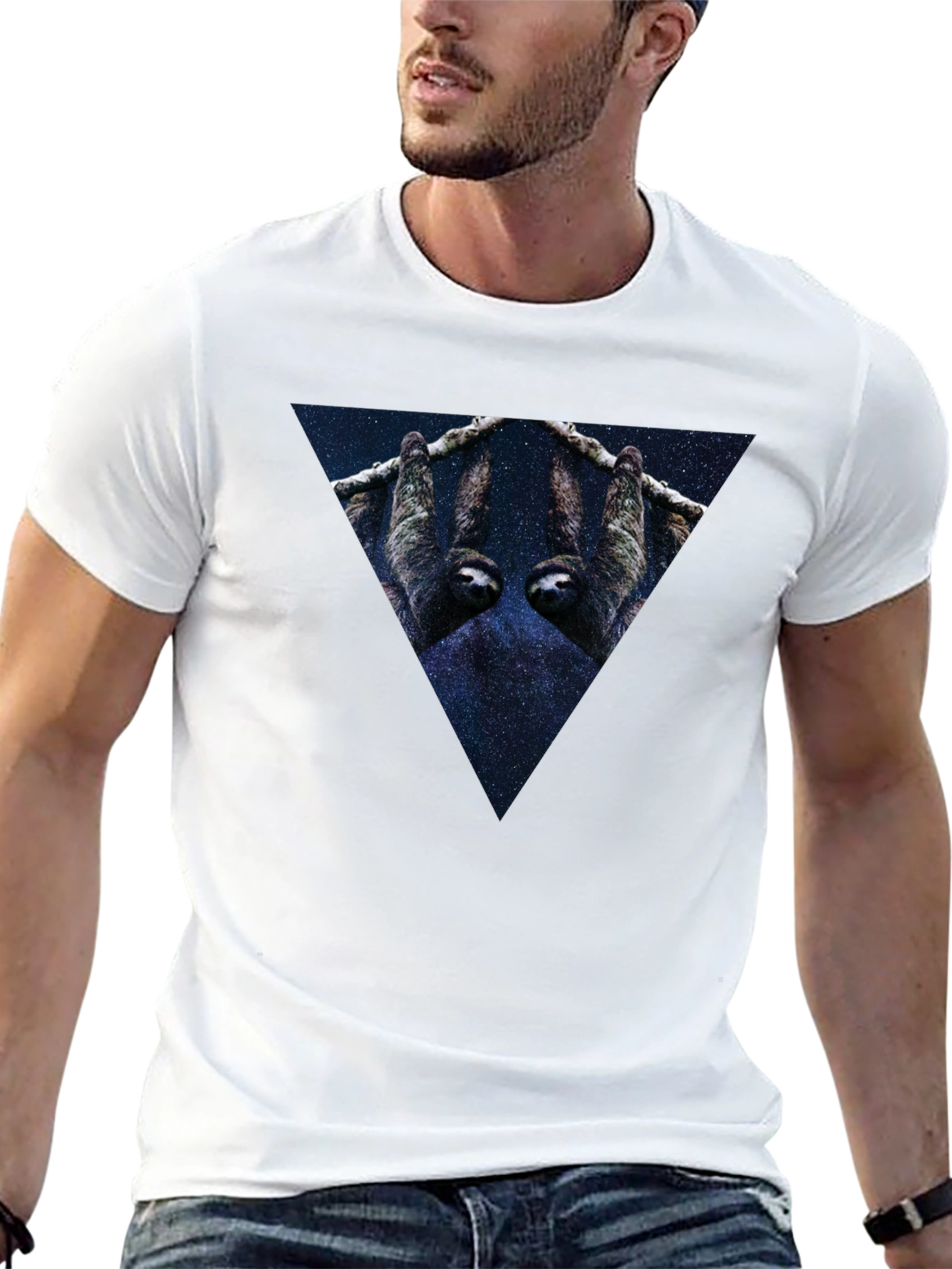 Cosmic Sloth Triangle Graphic Tee