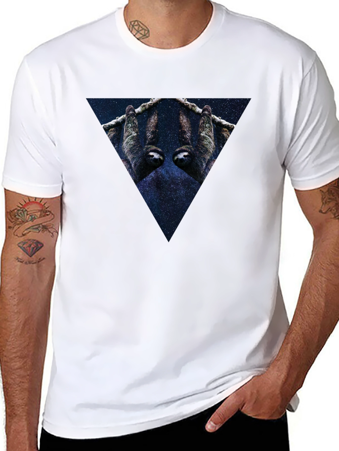 Cosmic Sloth Triangle Graphic Tee