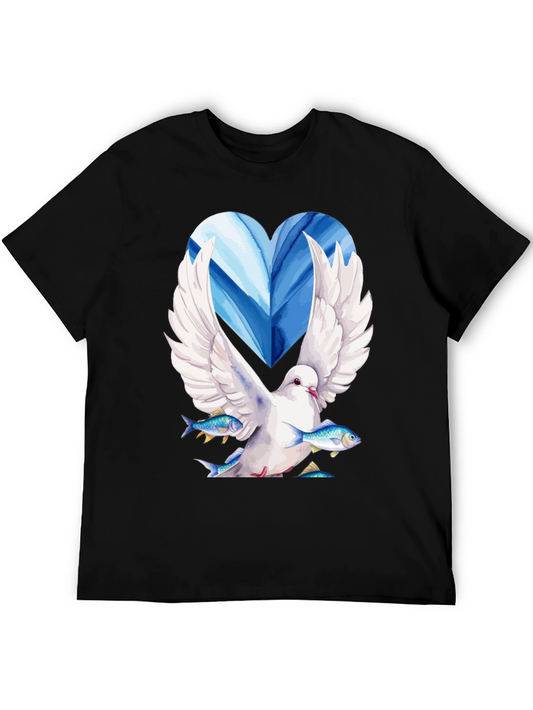 Dove with Fish Graphic Tee - Peace & Nature