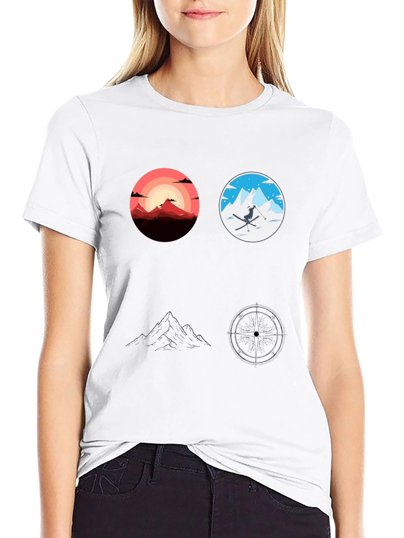 Mountain Adventure Graphic Tee - Black Cotton T-Shirt