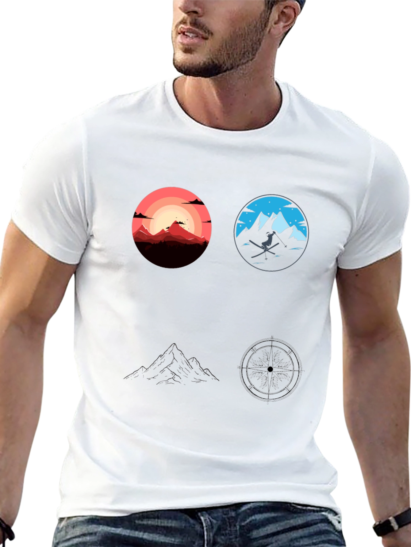 Mountain Adventure Graphic Tee - Black Cotton T-Shirt