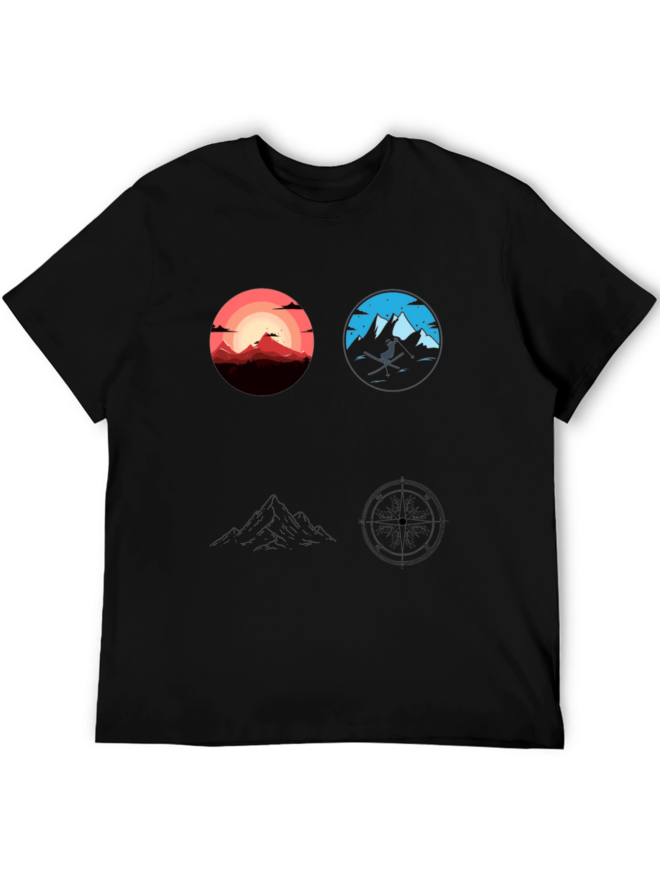 Mountain Adventure Graphic Tee - Black Cotton T-Shirt