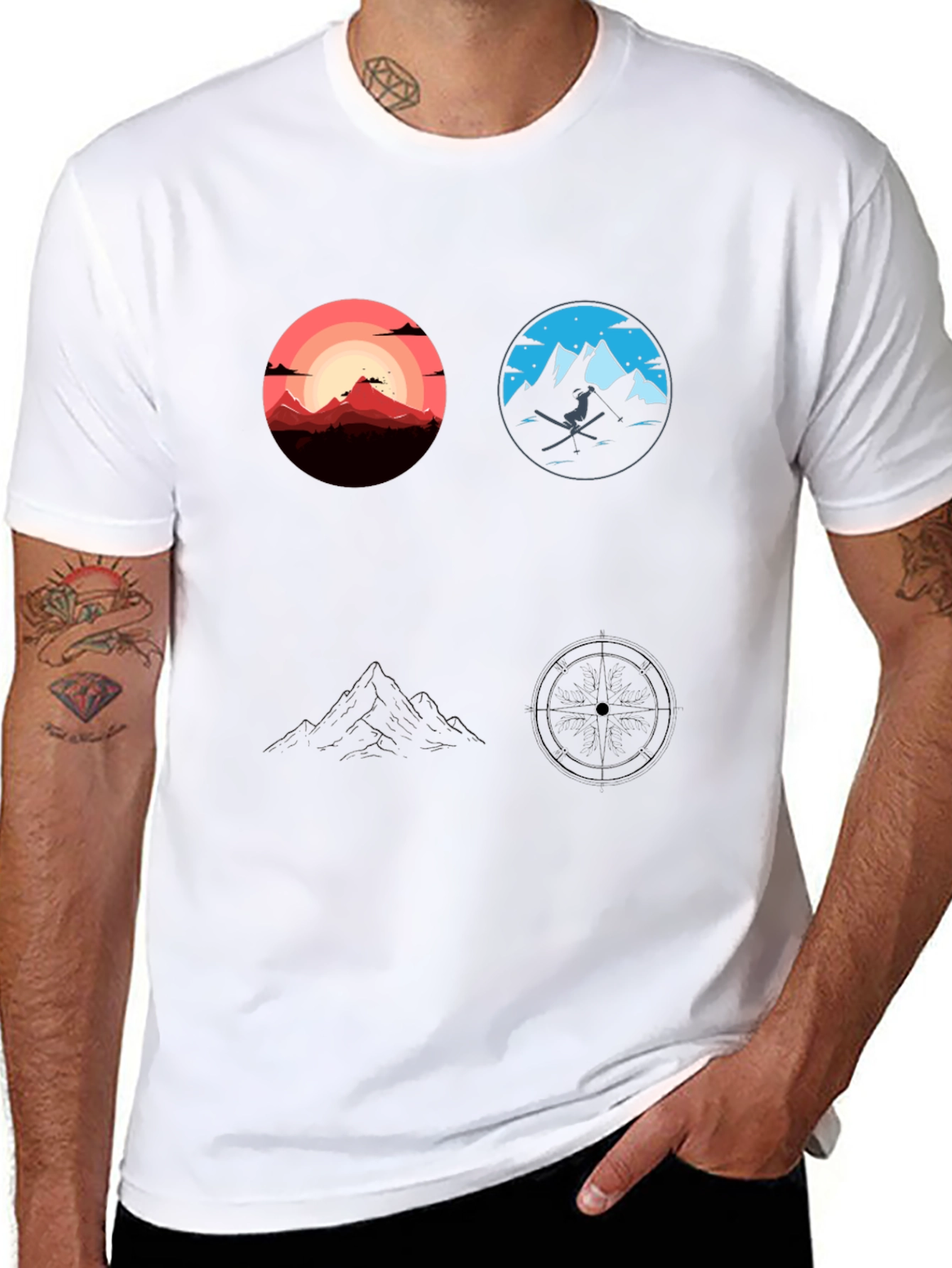 Mountain Adventure Graphic Tee - Black Cotton T-Shirt
