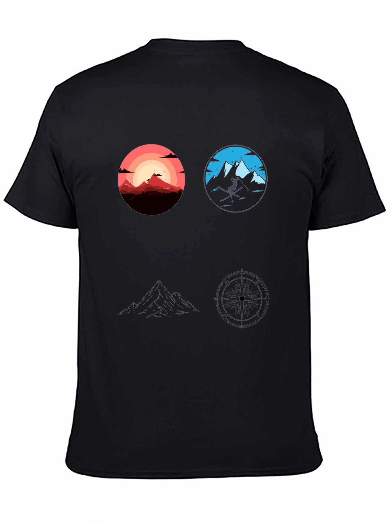 Mountain Adventure Graphic Tee - Black Cotton T-Shirt