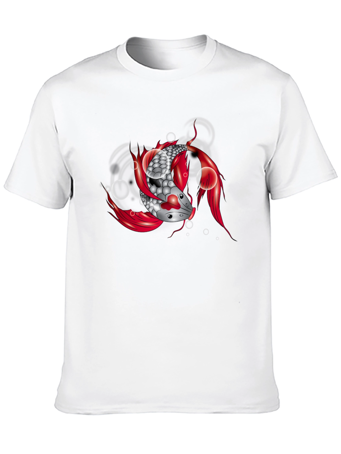 Koi Fish Graphic Tee - Black Cotton T-Shirt