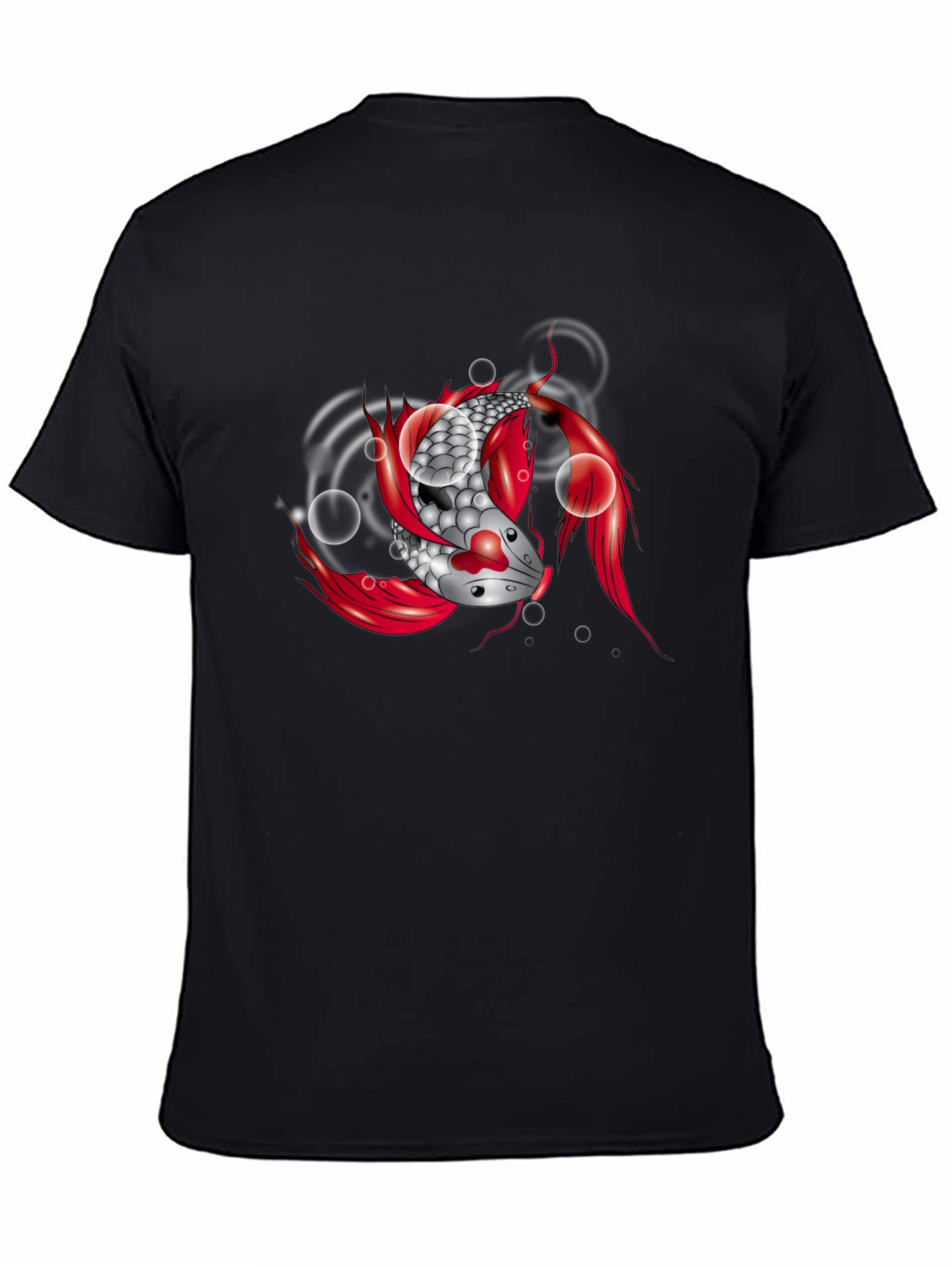 Koi Fish Graphic Tee - Black Cotton T-Shirt