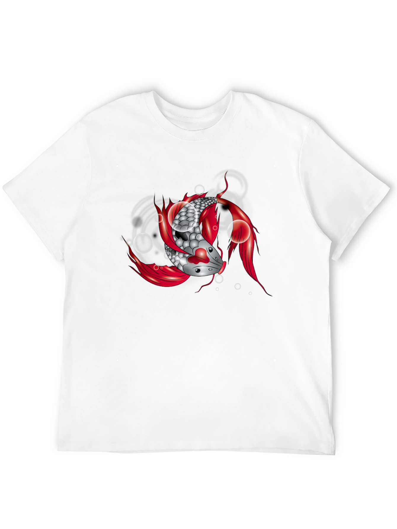 Koi Fish Graphic Tee - Black Cotton T-Shirt