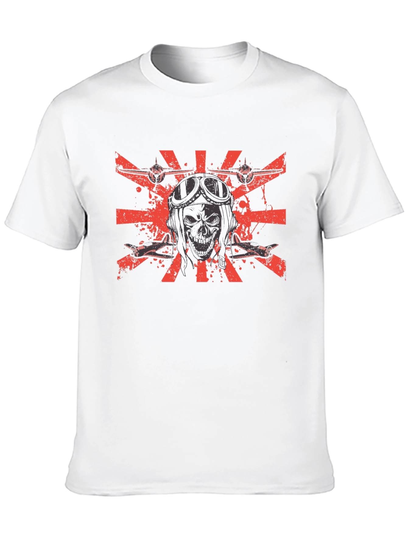 Pilot Skull Black T-Shirt - Flying Ace Design