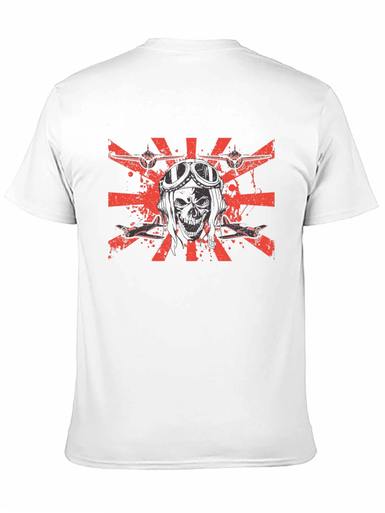 Pilot Skull Black T-Shirt - Flying Ace Design