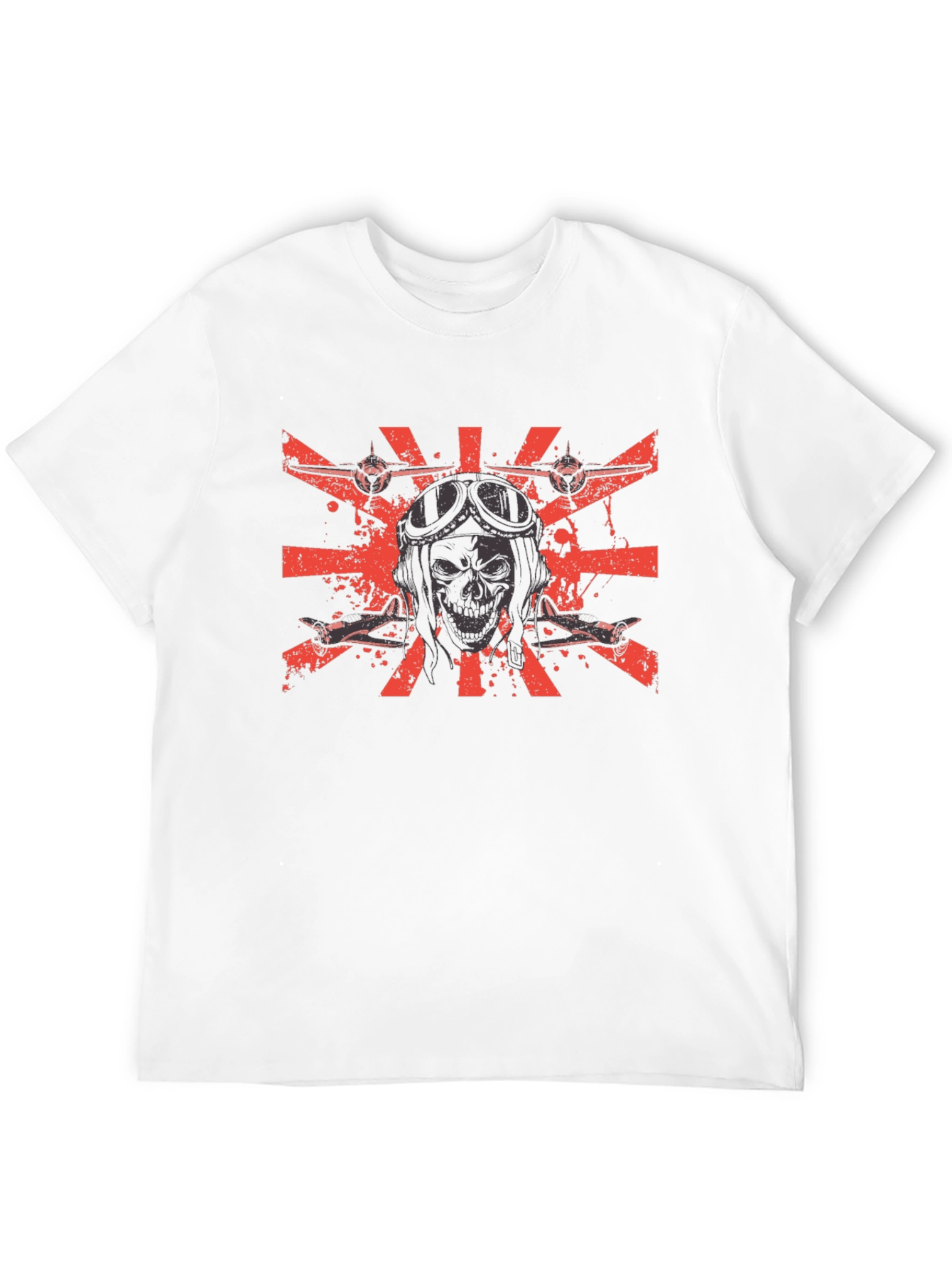 Pilot Skull Black T-Shirt - Flying Ace Design