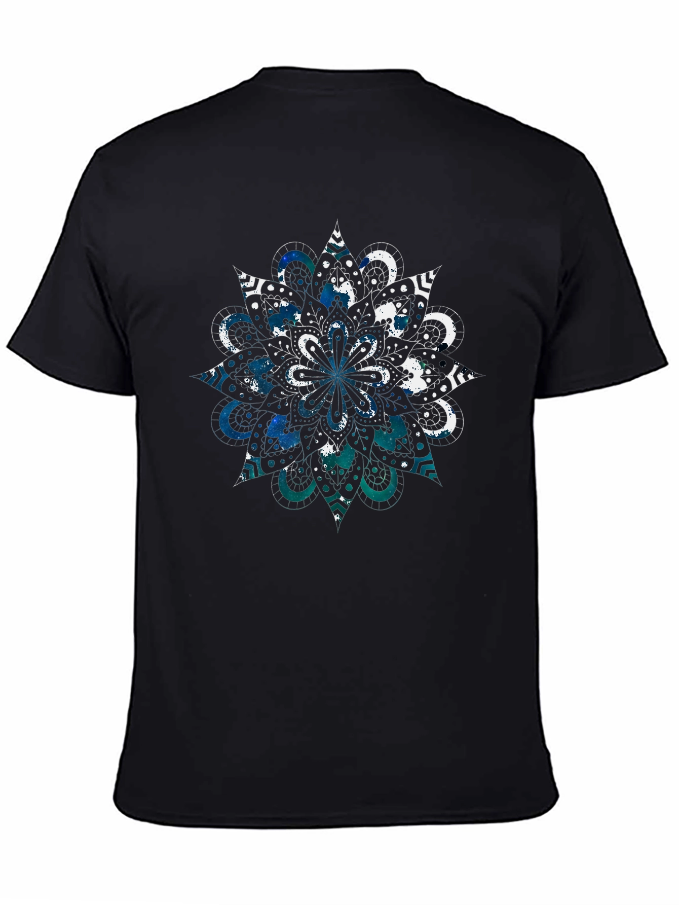 Cosmic Mandala Graphic Tee - Black Cotton Blend