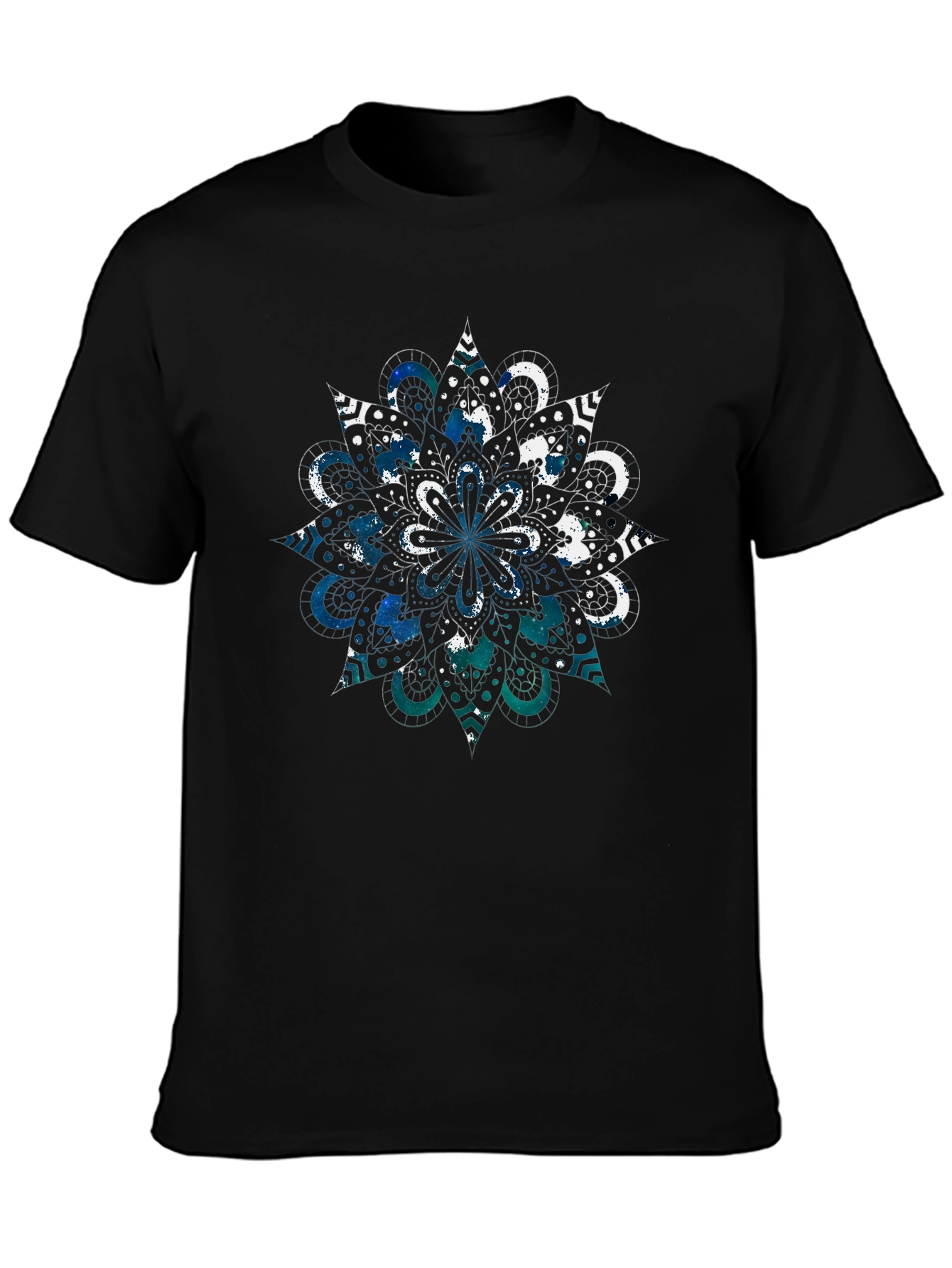 Cosmic Mandala Graphic Tee - Black Cotton Blend