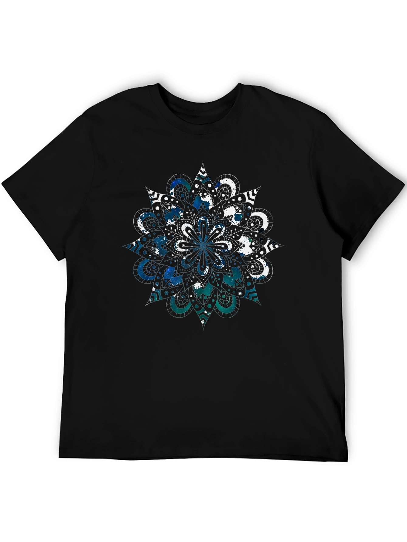 Cosmic Mandala Graphic Tee - Black Cotton Blend
