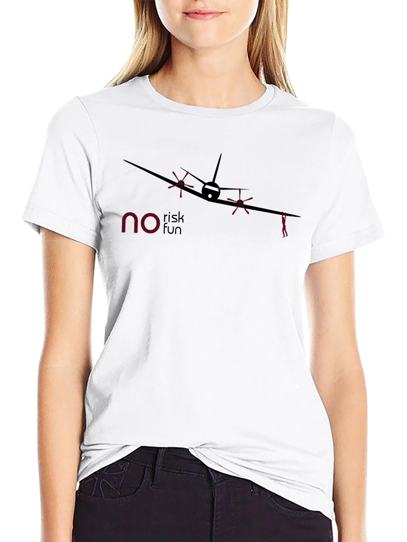 No Risk Fun Airplane Graphic Tee - Soft Cotton