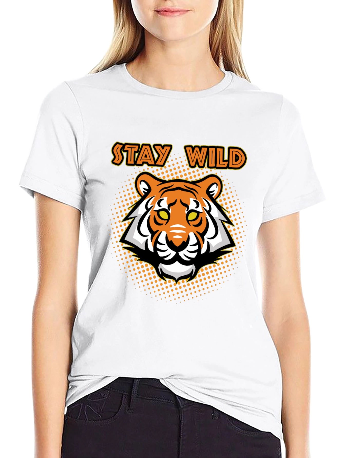 Stay Wild Tiger Graphic Tee - Black Cotton T-Shirt