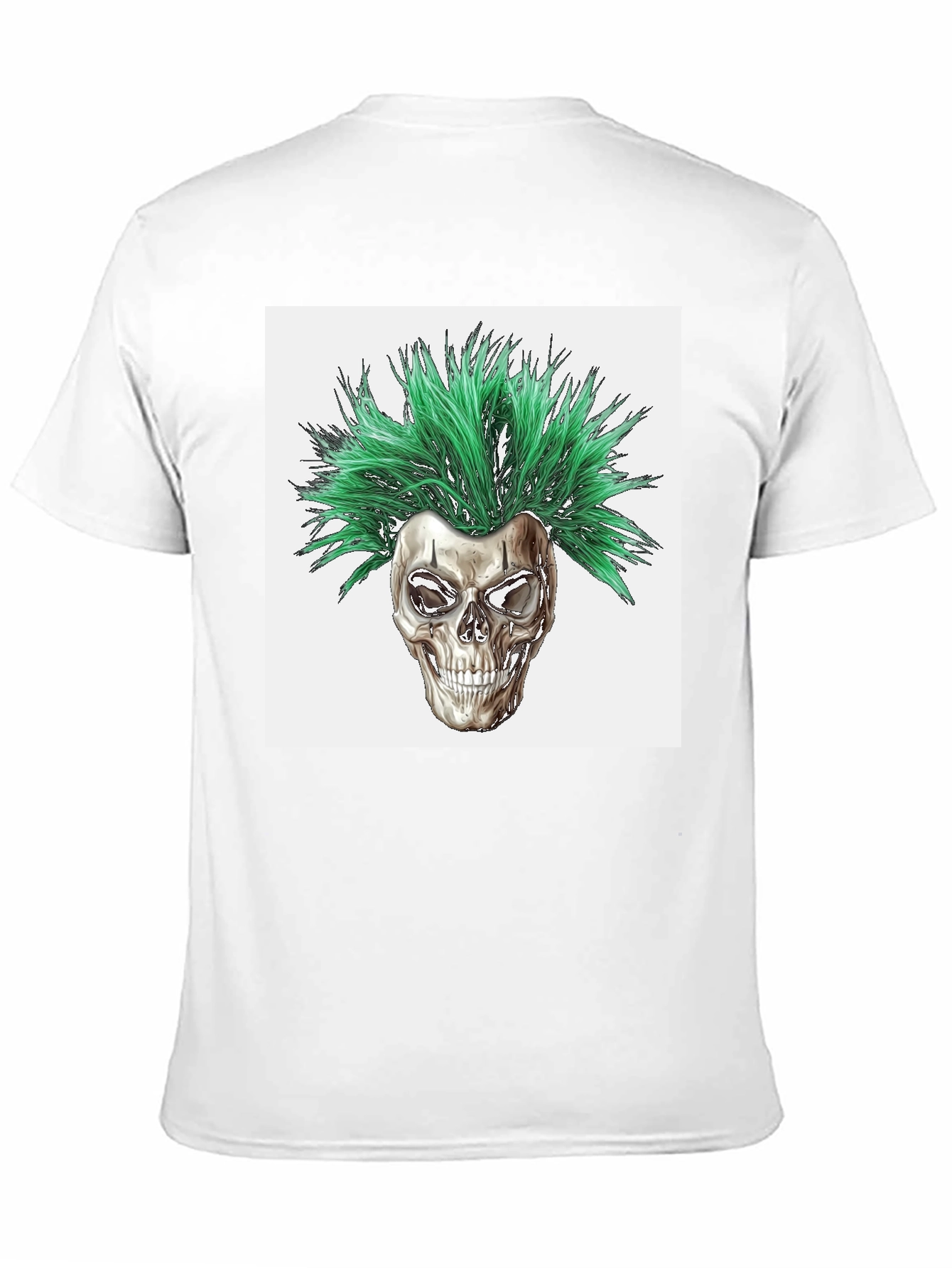 Skull with Green Hair Graphic T-Shirt