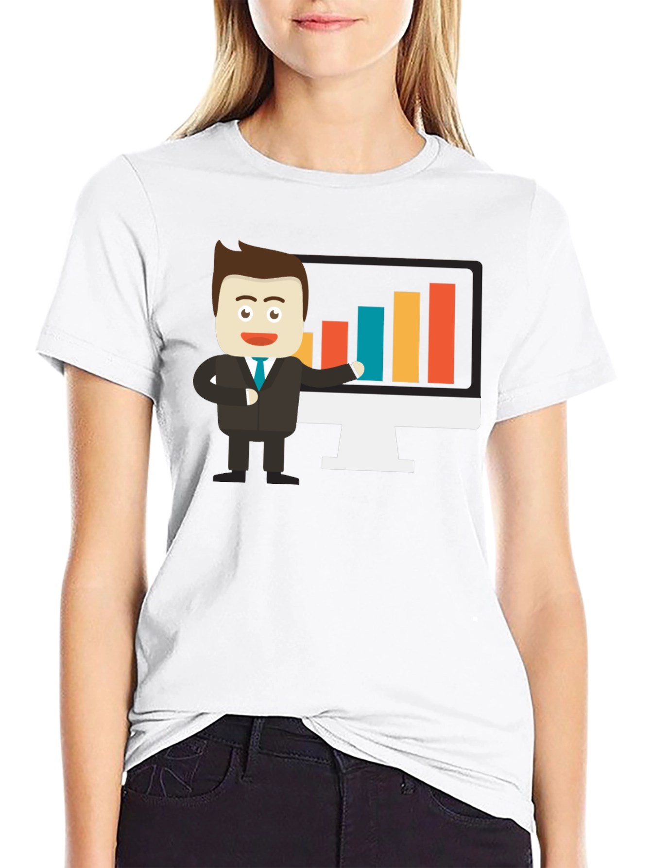 Cartoon Business Man Graph T-Shirt