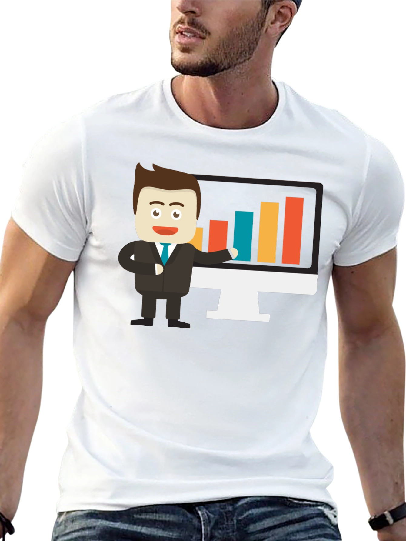 Cartoon Business Man Graph T-Shirt