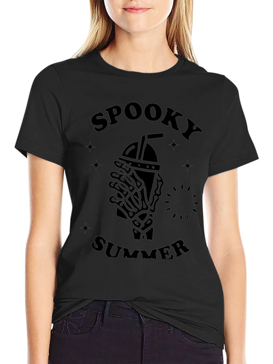 Spooky Summer Graphic T-Shirt - Skeleton Hand Iced Drink
