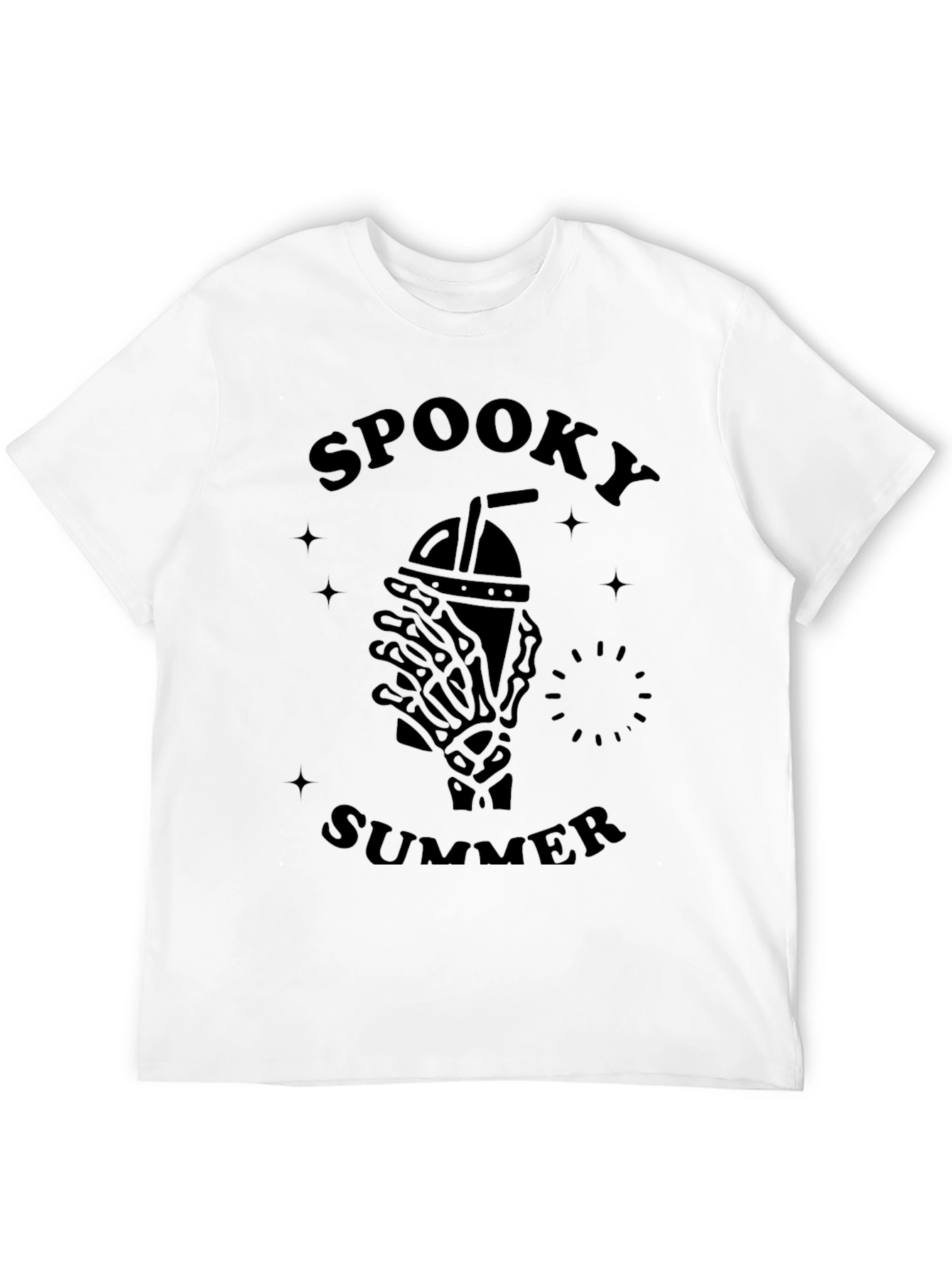 Spooky Summer Graphic T-Shirt - Skeleton Hand Iced Drink
