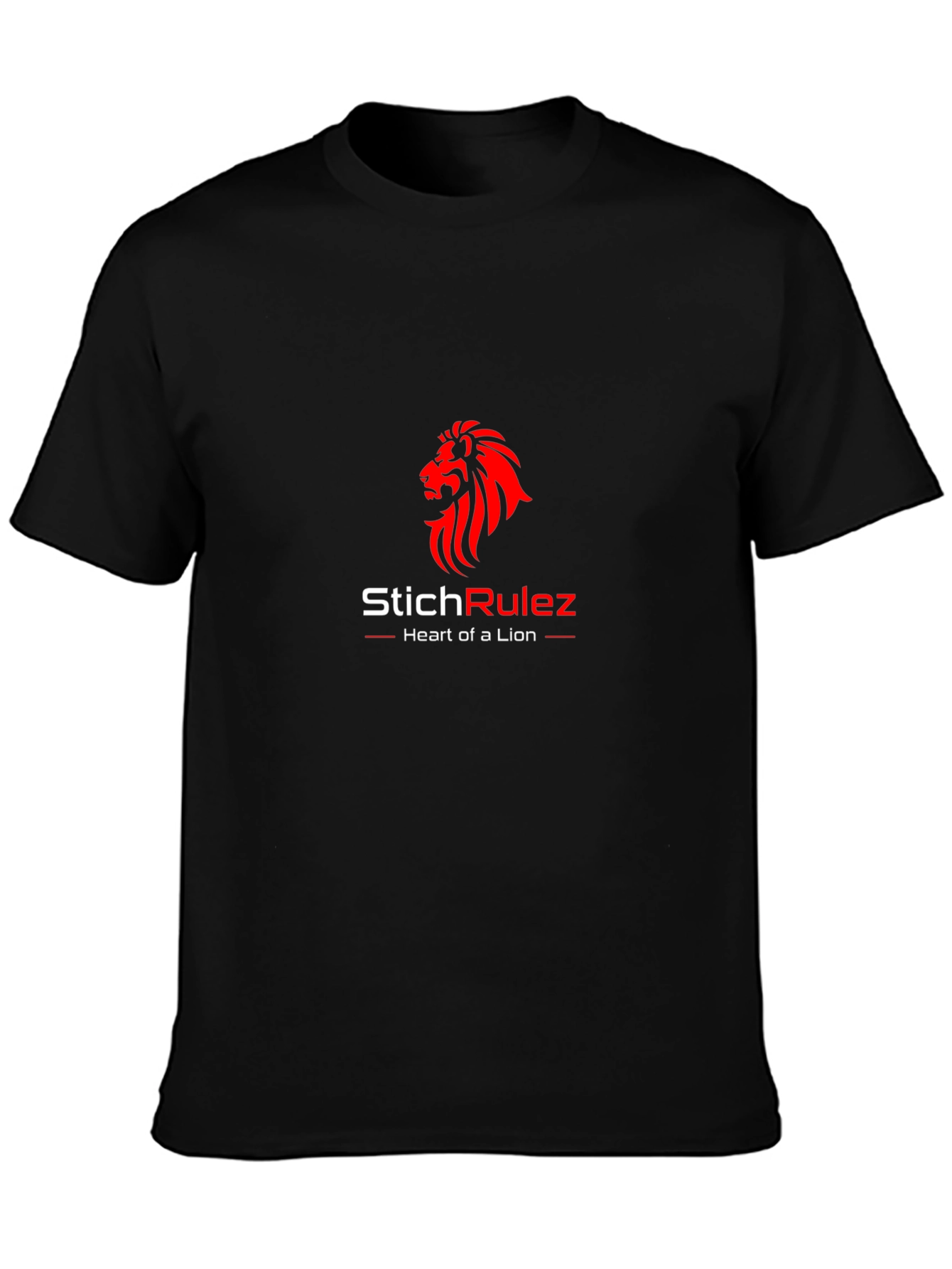 StichRulez Lion Heart Graphic T-Shirt - Premium Black Tee
