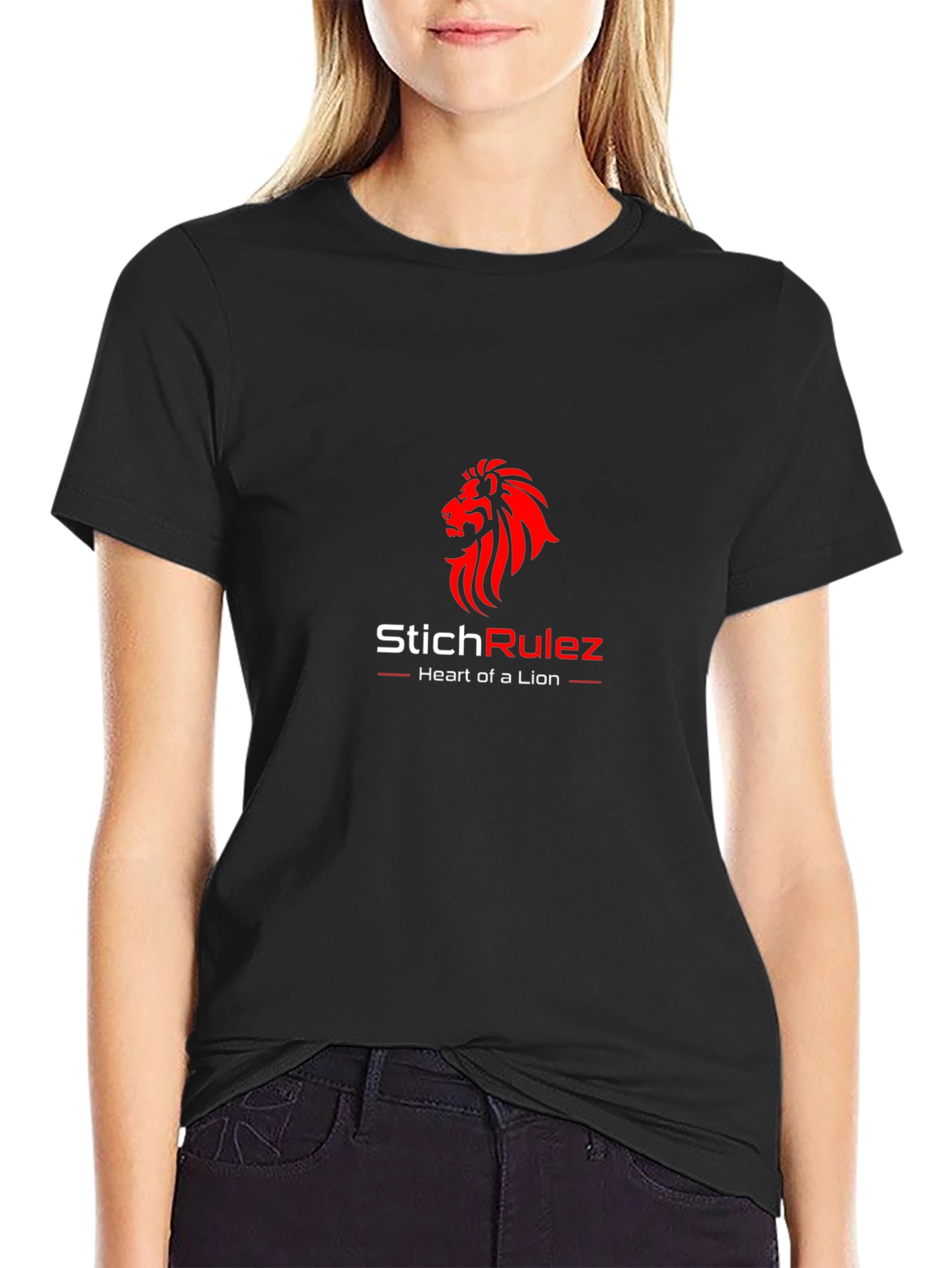 StichRulez Lion Heart Graphic T-Shirt - Premium Black Tee