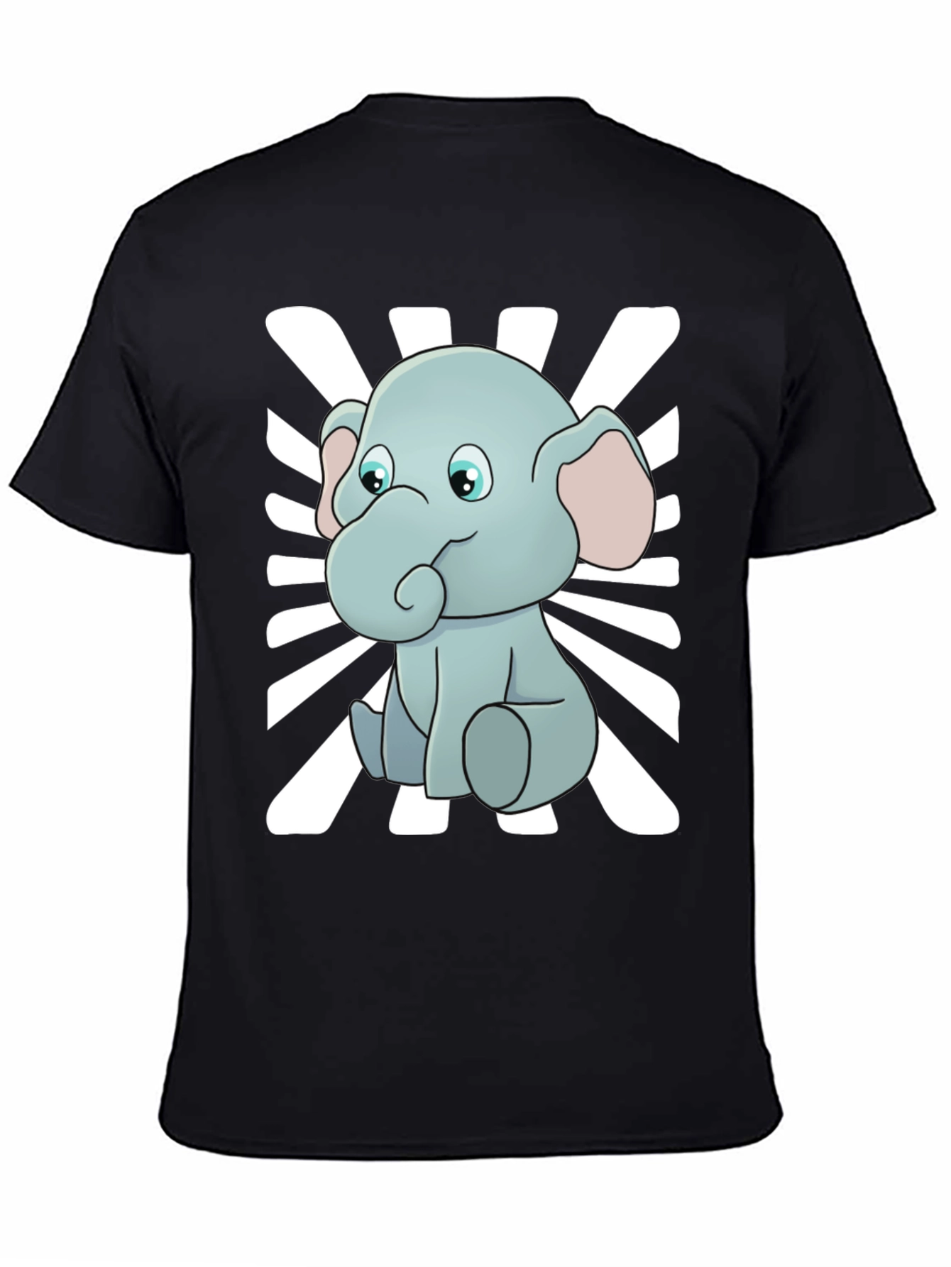 Cute Elephant Graphic Tee - Black Cotton Blend