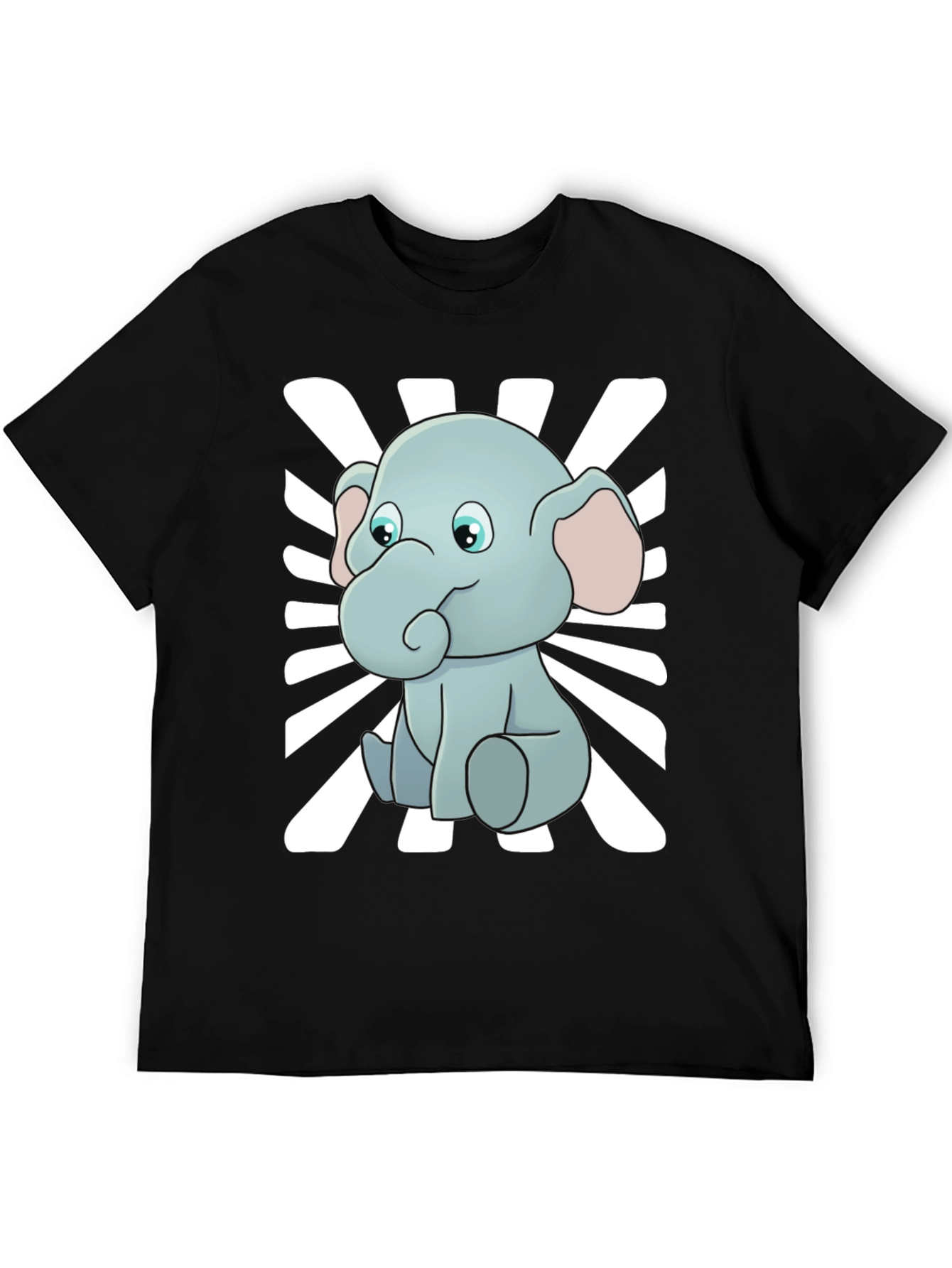 Cute Elephant Graphic Tee - Black Cotton Blend