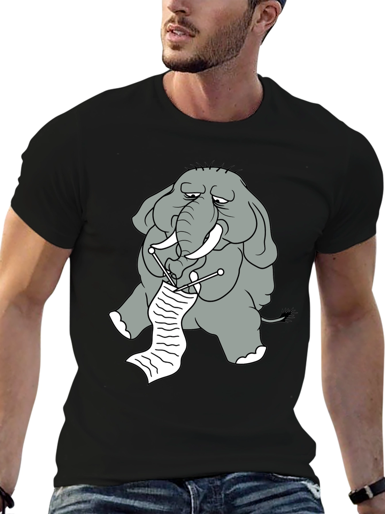 Knitting Elephant Graphic Tee