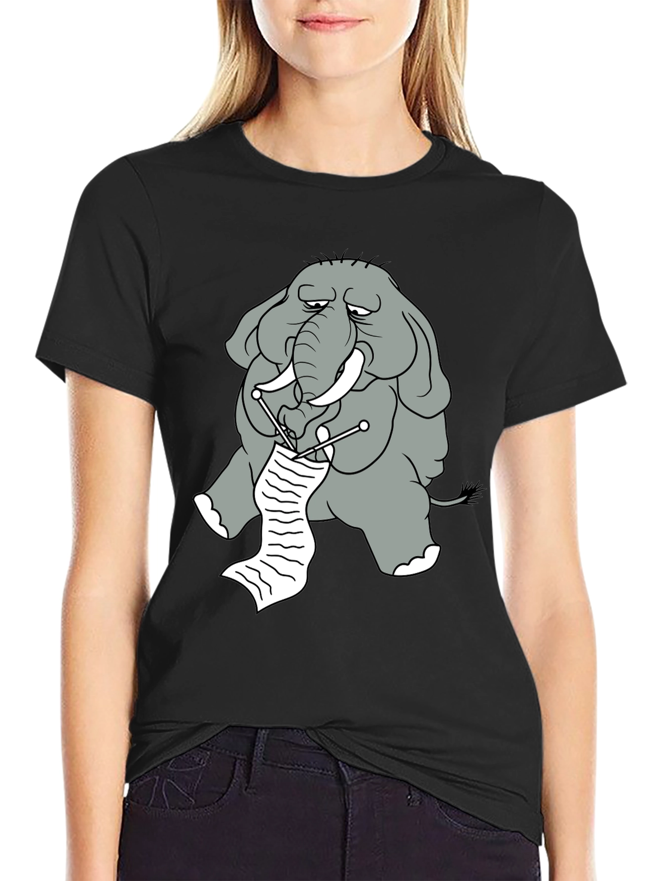 Knitting Elephant Graphic Tee