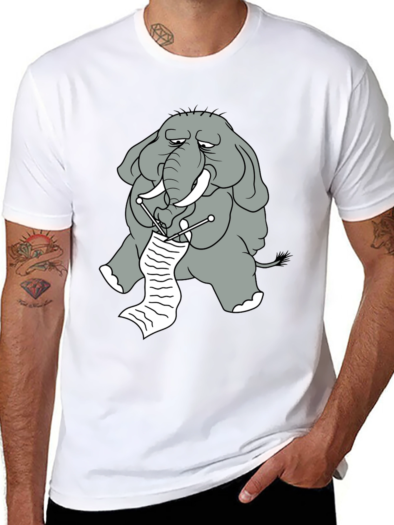Knitting Elephant Graphic Tee