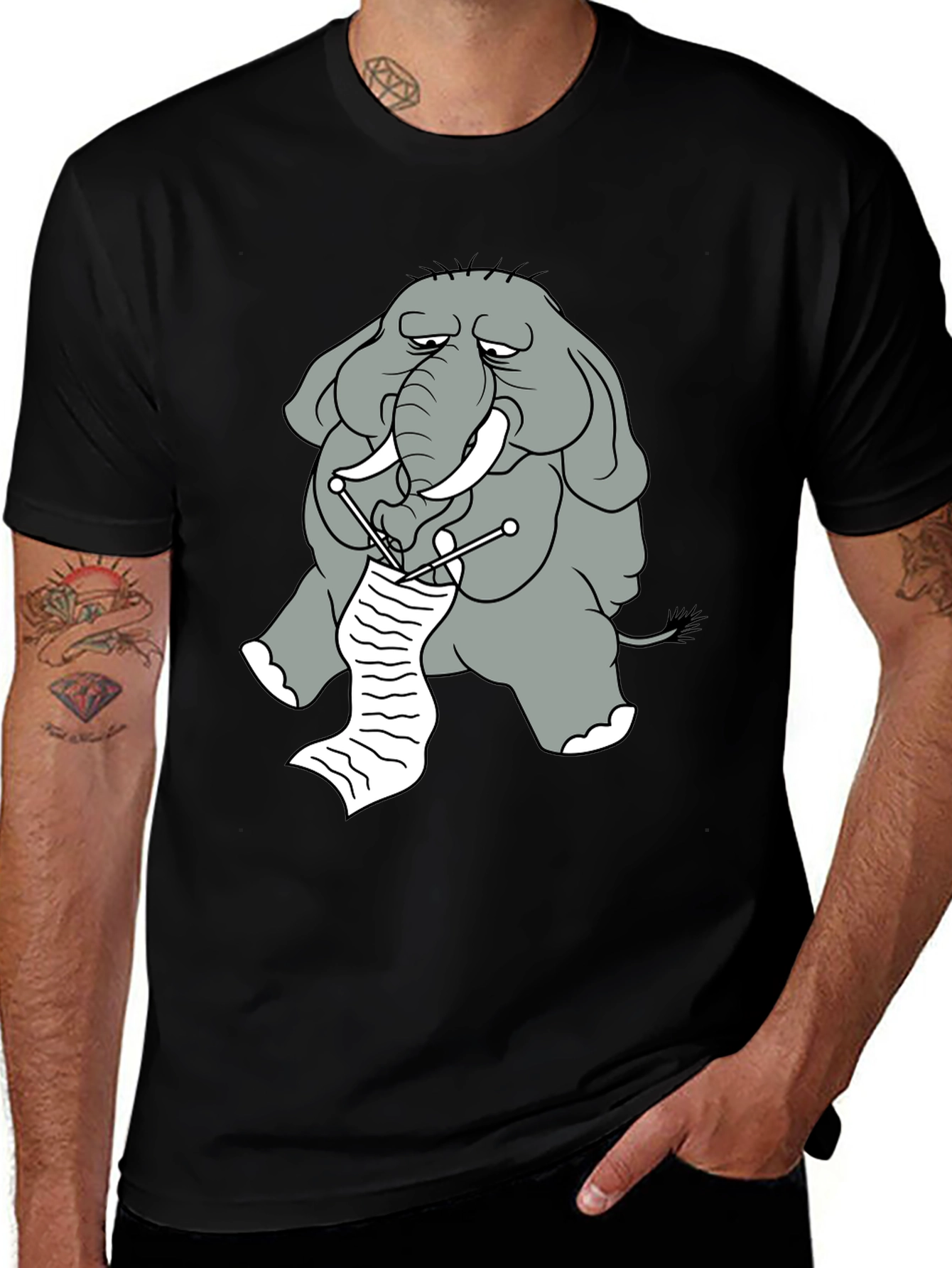 Knitting Elephant Graphic Tee