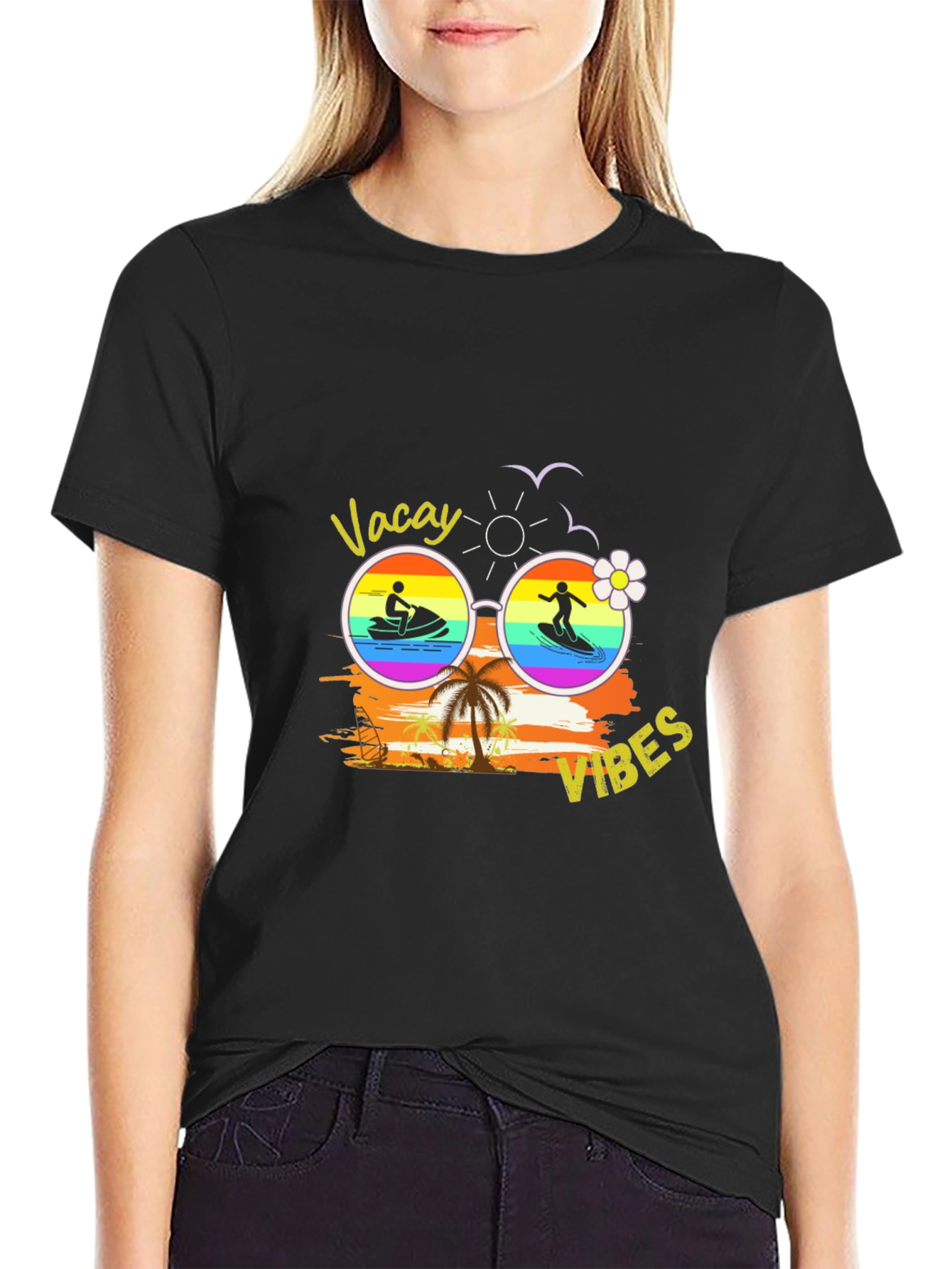 Vacay Vibes T-Shirt | Black Summer Tee