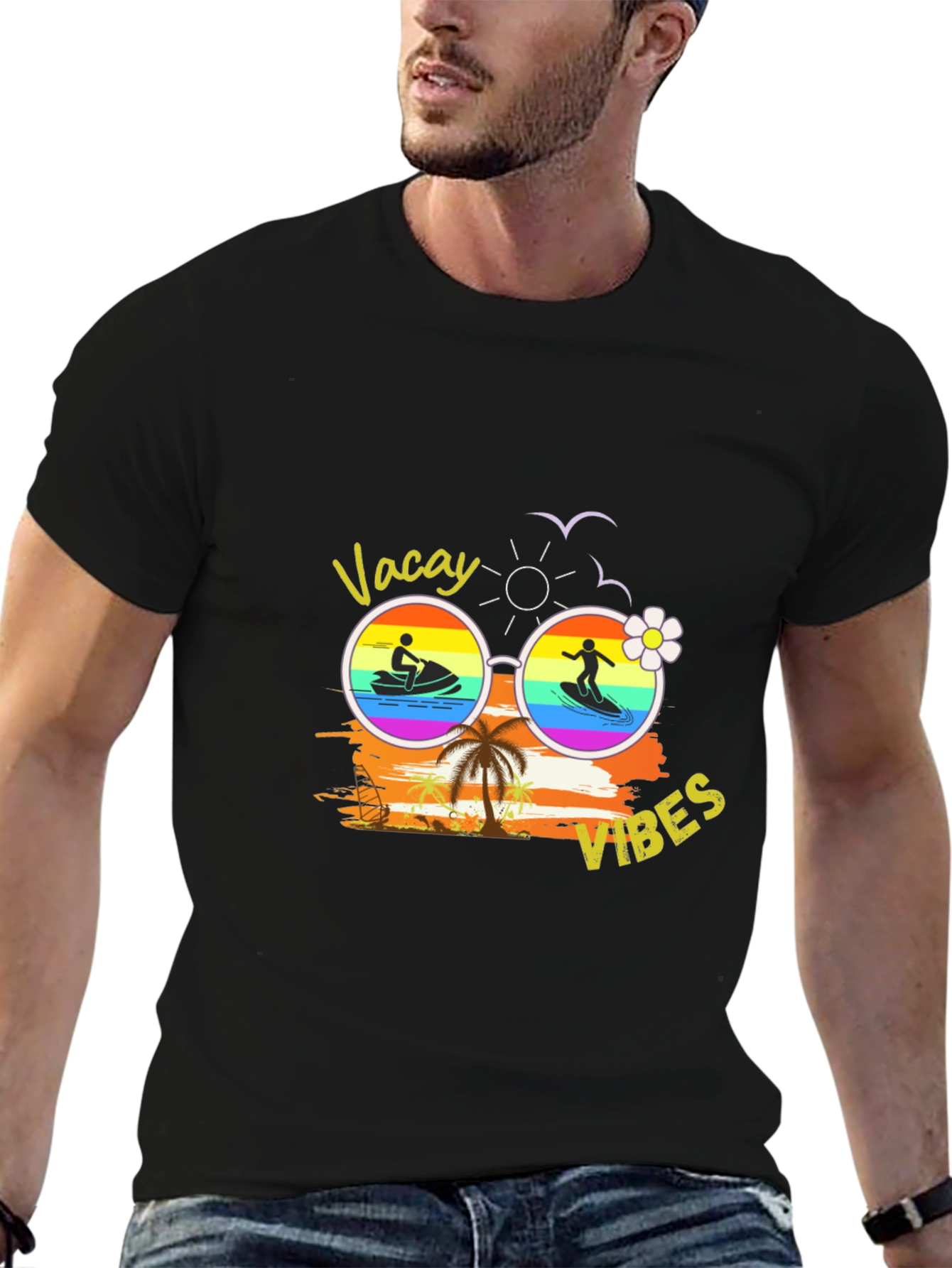 Vacay Vibes T-Shirt | Black Summer Tee