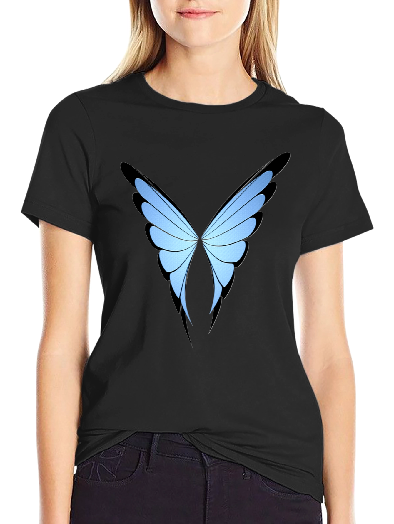 Butterfly Wing Graphic Black T-Shirt