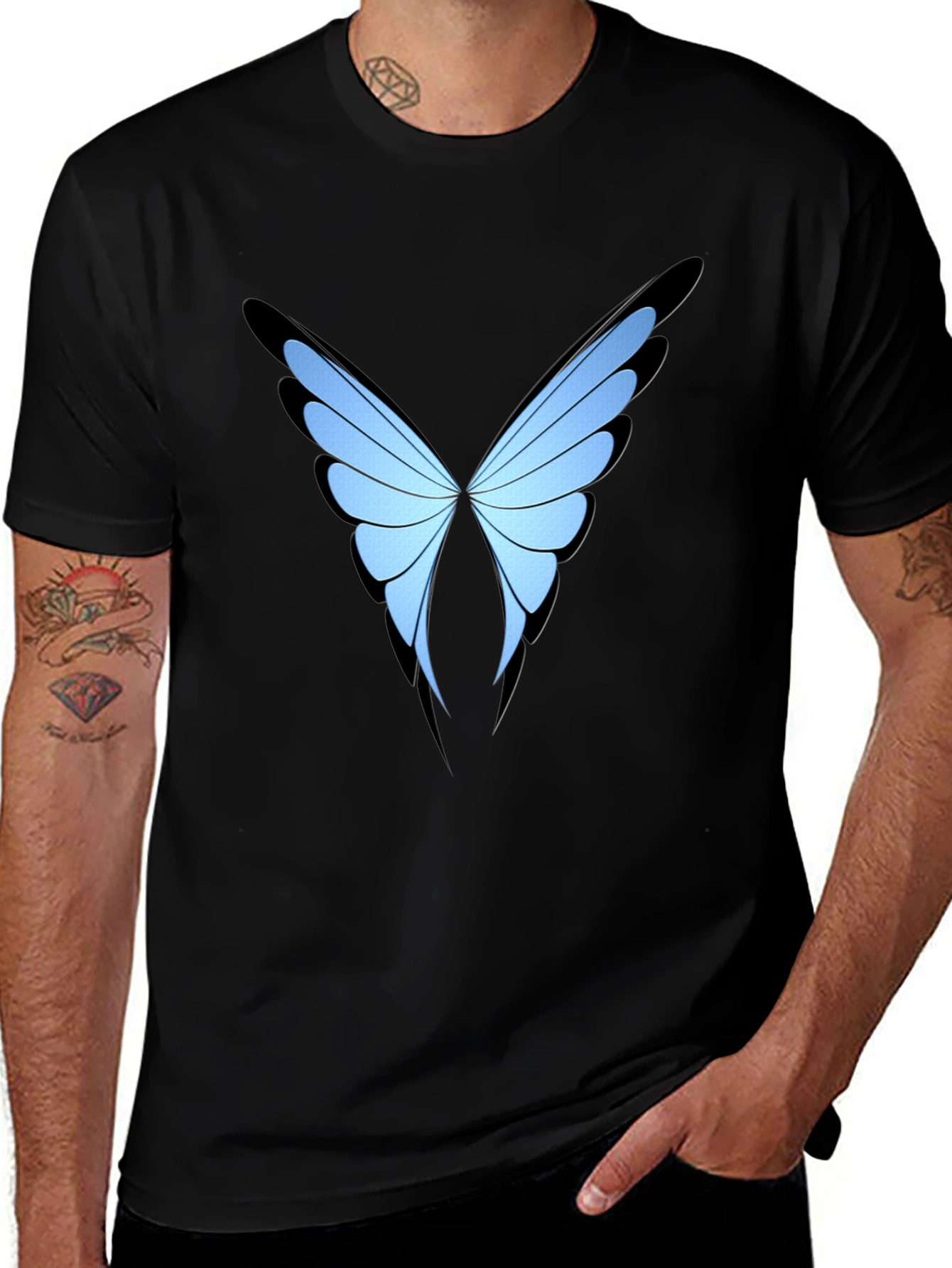 Butterfly Wing Graphic Black T-Shirt