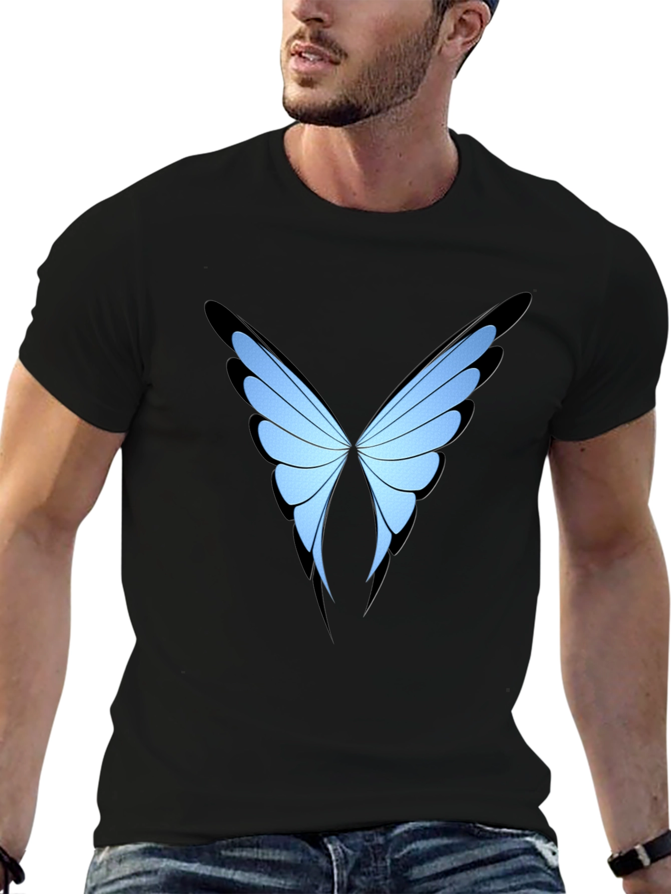 Butterfly Wing Graphic Black T-Shirt