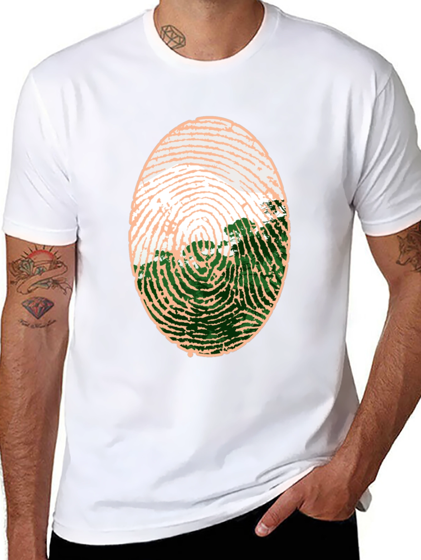 Unique Fingerprint Landscape Graphic Tee