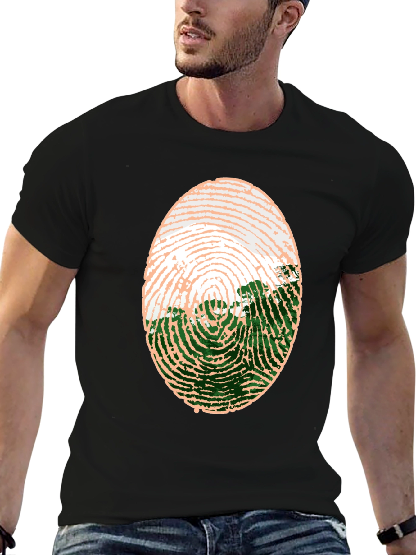 Unique Fingerprint Landscape Graphic Tee