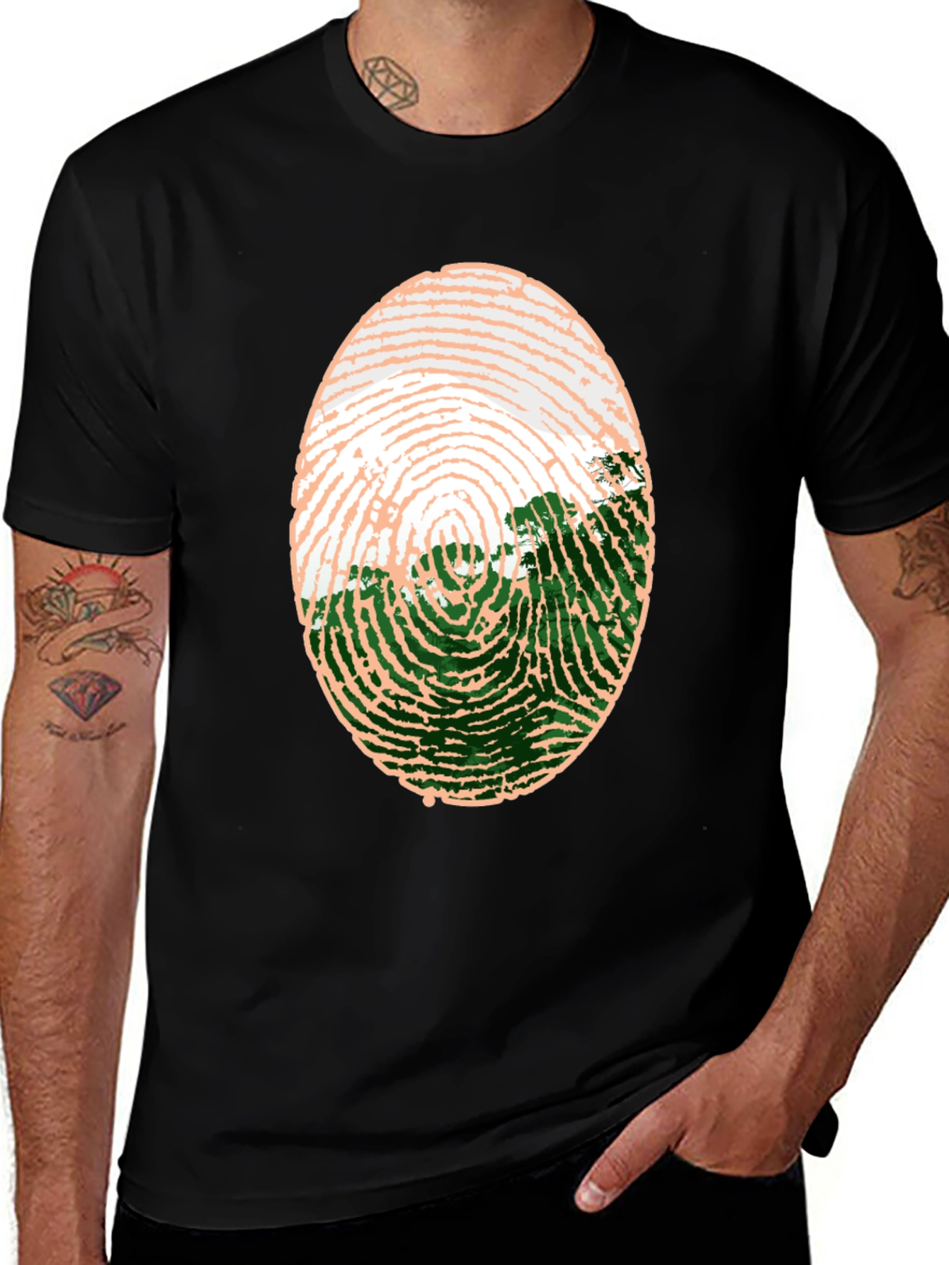 Unique Fingerprint Landscape Graphic Tee
