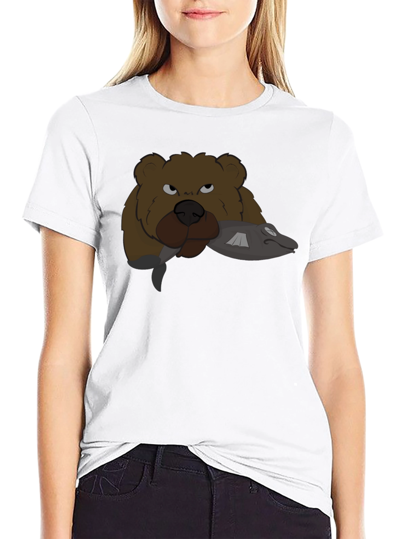 Bear & Fish Graphic Tee - Mens Black T-Shirt