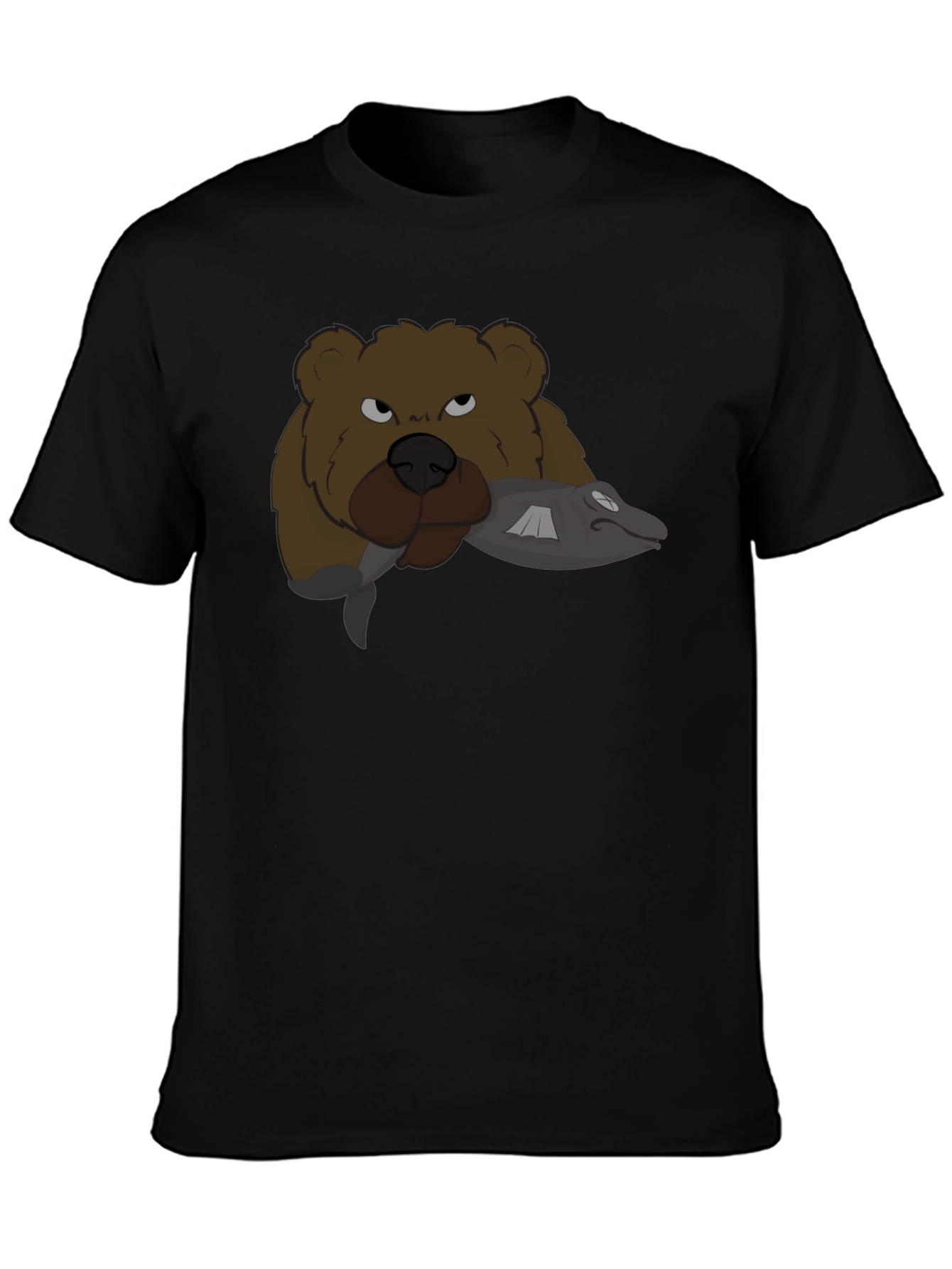 Bear & Fish Graphic Tee - Mens Black T-Shirt