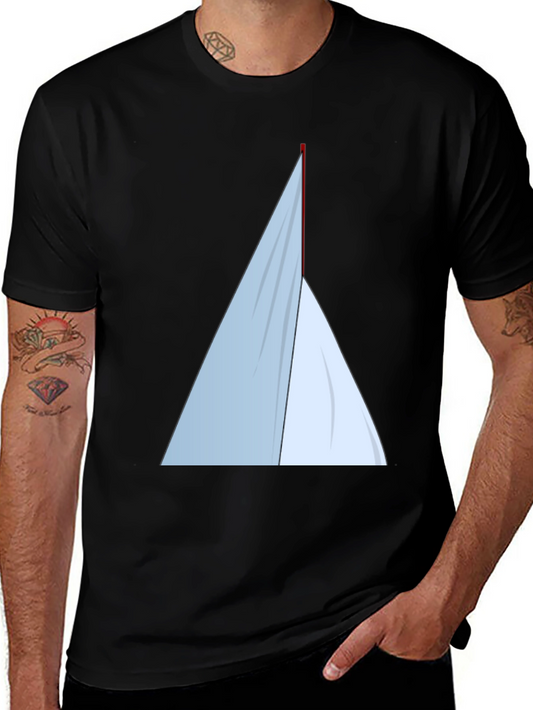 Minimalist Sailboat Graphic Tee - Black